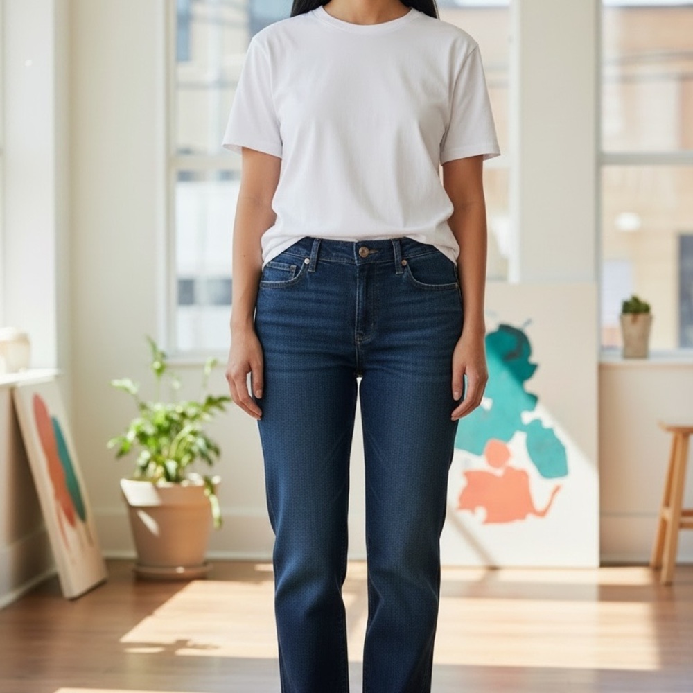 Bandolino Women's Straight Leg Jeans in Dark Blue Indigo